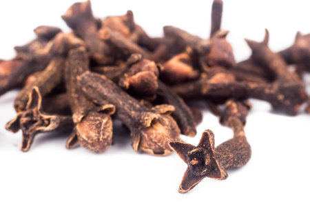 Close up and selective focus on the piece of dried cloves on foregroundの写真素材