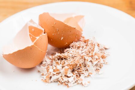 Crushed egg shells on plate