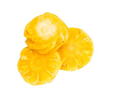 Freshly cut juicy, sweet nutritious pineapple fruit isolated in white