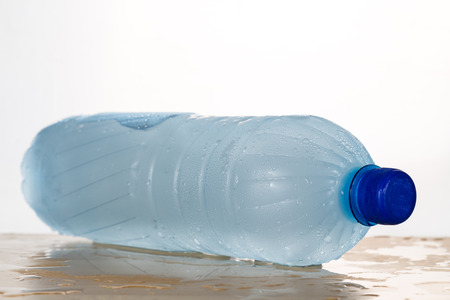 Freezing water in PET plastic bottle provide refreshing drinks but deemed an unhealthy practiceの写真素材