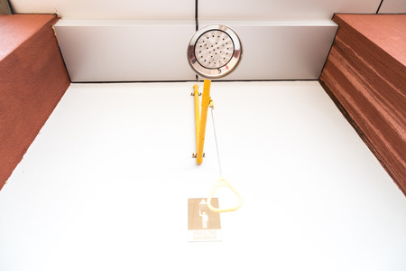 Emergency shower station at industrial work placeの写真素材
