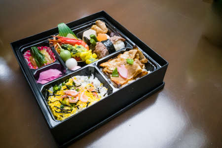 Delicious Japanese delivery lunch box for convenience diningの写真素材