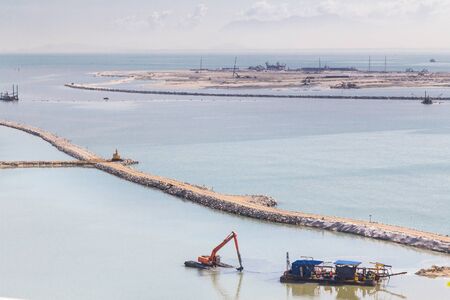 Sea land reclaiming activity at Gurney drive Penang Malaysia, Asiaの写真素材