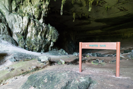 Painted Cave within Niah National Park with ancient paintings, Sarawak.の写真素材