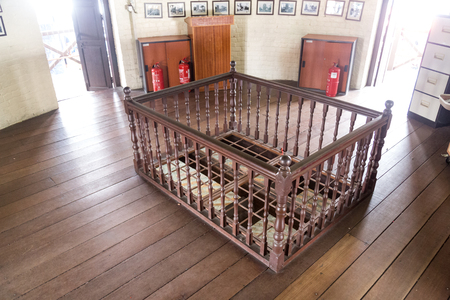 TELUK INTAN, MALAYSIA, May 1, 2018: Menara Condong or Leaning Tower of Teluk Intan is a popular tourist attraction.  It has a well within the internal ground floorのeditorial素材
