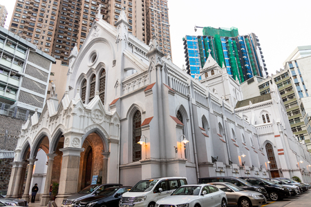 HONG KONG, February 9, 2019: The Cathedral of the Immaculate Conception is a late 19th-century English Gothic revival church. Located in the Mid-Levels area of the city.のeditorial素材