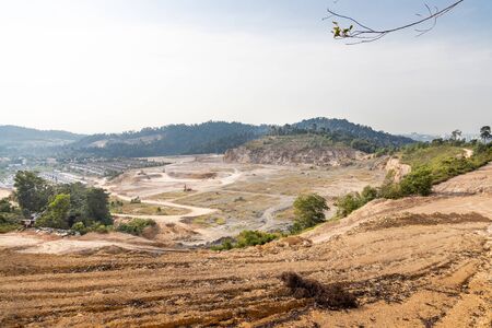 Hills and woods being cut for development in Malaysia, Asia