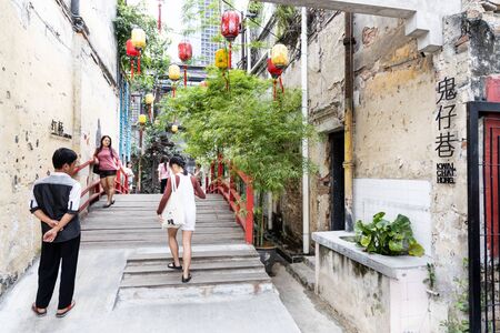 KUALA LUMPUR, MALAYSIA, February 16: Kwai Chai Hong in Petaling Street with restored pre-war buildings lane is popular tourist hotspot.のeditorial素材