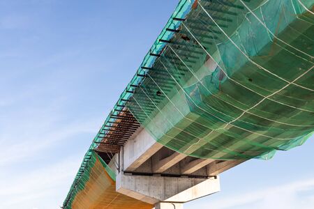 Close-up of construction of Mass Rail Transit infrastructure in progress to improve transportation...