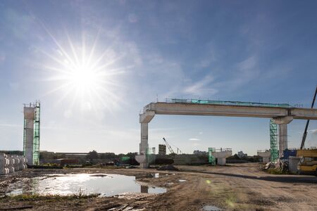 Construction of Mass Rail Transit column infrastructure in progress to improve transportation...