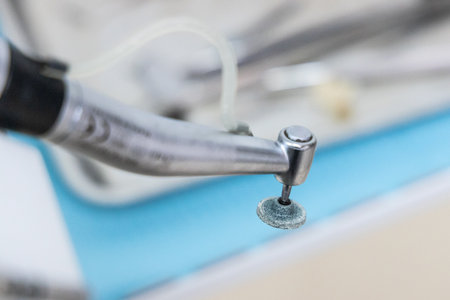Close-up on dental surgery handpiece burr with round tip for polishingの写真素材