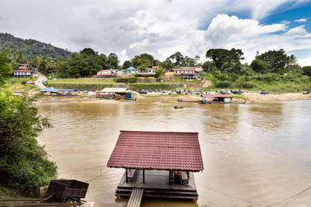 Overview of the Kuala Tembeling jetty, the entrance into Taman Negara National Park, Pahangの写真素材