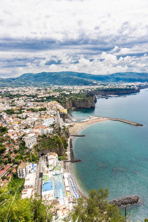 Sorrento is a coastal town in southwestern Italy, facing the Bay of Naples on the Sorrentine Peninsula.の写真素材