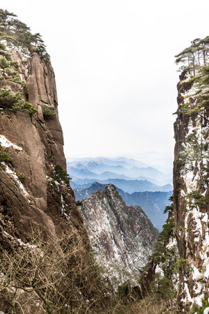 Door to West Sea Grand Canyon at Huangshan or Yellow Mountain, popular tourism in China with natural landscapeの写真素材