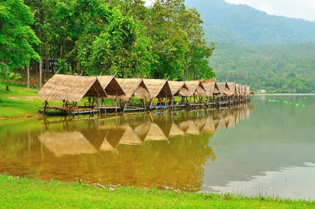 Shelters beside the Reservoir in Chiangmai, Thailand.の写真素材