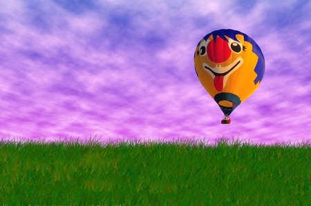 Hot air balloon with blue sky and nice cloud.の写真素材