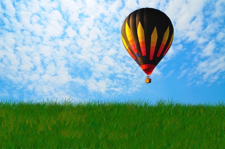 Hot air balloon with blue sky and nice cloud.の写真素材