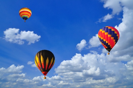 hot air balloon with beautiful blue sky and nice cloud in Thailand.の写真素材