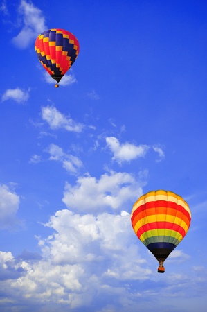 hot air balloon with beautiful blue sky and nice cloud in Thailand.の写真素材