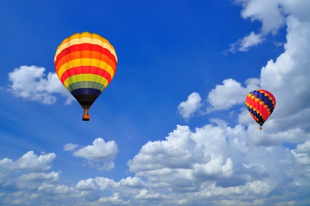 hot air balloon with beautiful blue sky and nice cloud in Thailand.の写真素材