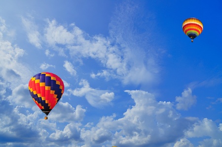 hot air balloon with beautiful blue sky and nice cloud in Thailand.の写真素材
