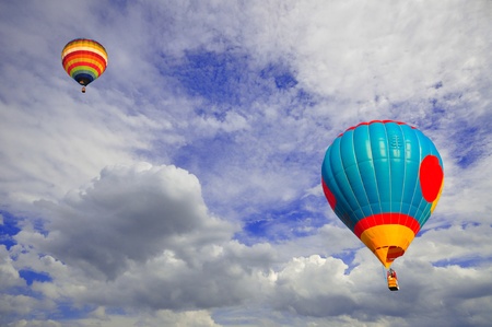 Hot air balloon with beautiful blue sky and nice cloud in Thailand.の写真素材