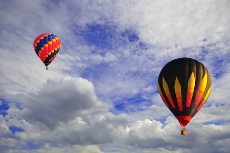 Hot air balloon with beautiful blue sky and nice cloud in Thailand.の写真素材