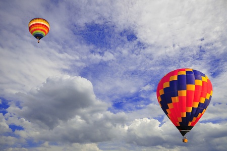 Hot air balloon with beautiful blue sky and nice cloud in Thailand.の写真素材