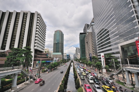 Sathorn, Street of Bangkok, Thailandのeditorial素材