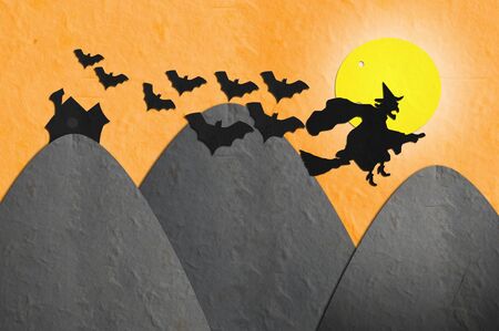 Background of halloween made of recycled paperの写真素材