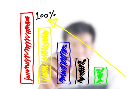 Man writing graph の写真素材