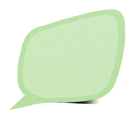 Sticky note tag made of recycled paper stick on white backgroundの写真素材