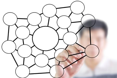 Man write blank social network diagramの写真素材