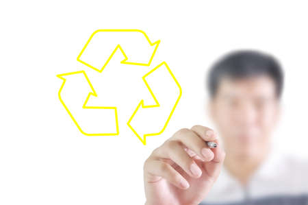 man write recycle signの写真素材