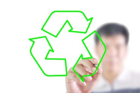 man write recycle signの写真素材