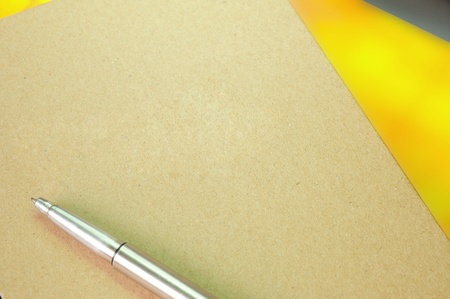 Ring binder book and ball penの写真素材