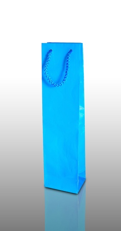 Blue isolated paper bag with clipping pathの写真素材