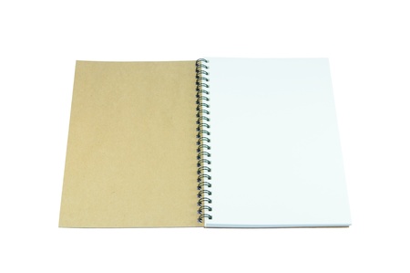 opened book of recycled paper on white background with clipping pathの写真素材