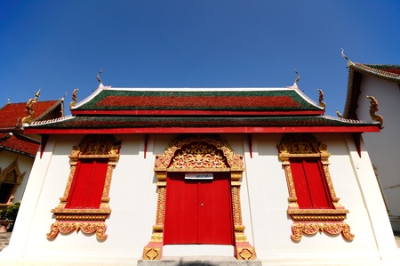 Thai temple of King Punton in Wat Phra That Haripoonchai in Lampoon, north of Thailand.のeditorial素材
