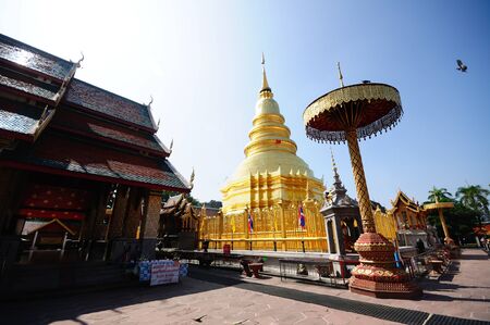 Golden Pagoda at Wat Phra That Haripoonchai temple, Lampoon, North of Thailand.
