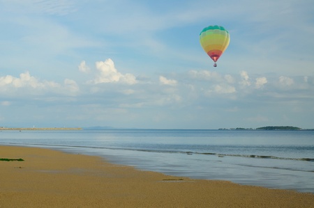 hot air balloon with beautiful blue sky and nice cloud in Thailand.の写真素材