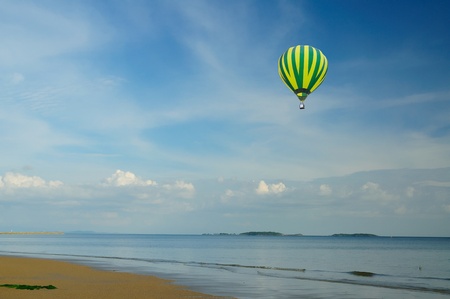 hot air balloon with beautiful blue sky and nice cloud in Thailand.の写真素材