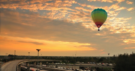 hot air balloon with beautiful blue sky and nice cloud in Thailand.の写真素材