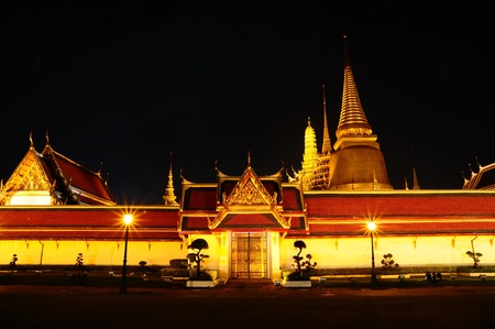 Thai Temple of Wat Phra Si Rattana Satsadaram or Wat Phra Kaew at night in Bangkok, Thailand.の写真素材