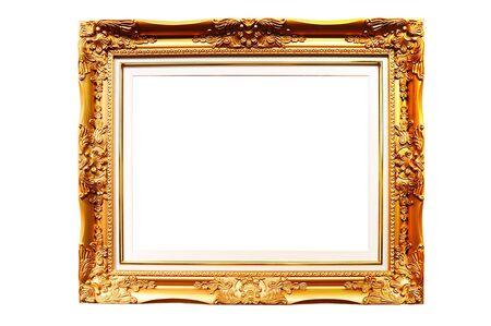 Gold frame on white background 