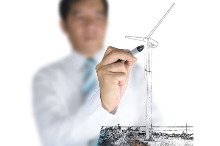 Businessman draw Turbine power generatorの写真素材