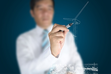 Businessman draw Turbine power generatorの写真素材