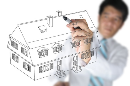 Business Man Draw House on Real Estate conceptの写真素材