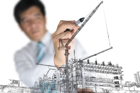 Business Man Drawing Construction siteの写真素材