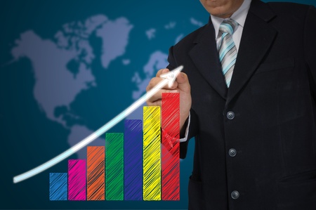 Hand of Business Man write growth graphの写真素材